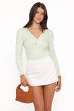 Demi Twist Detail Knit Top Sage