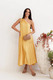 Cali One Shoulder Midi Dress Saffron
