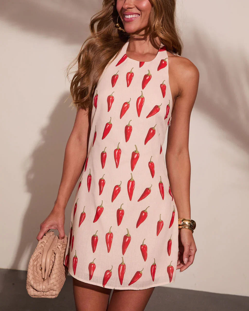 Darling Heat Novelty Chili Pepper Halter Neck Mini Dress