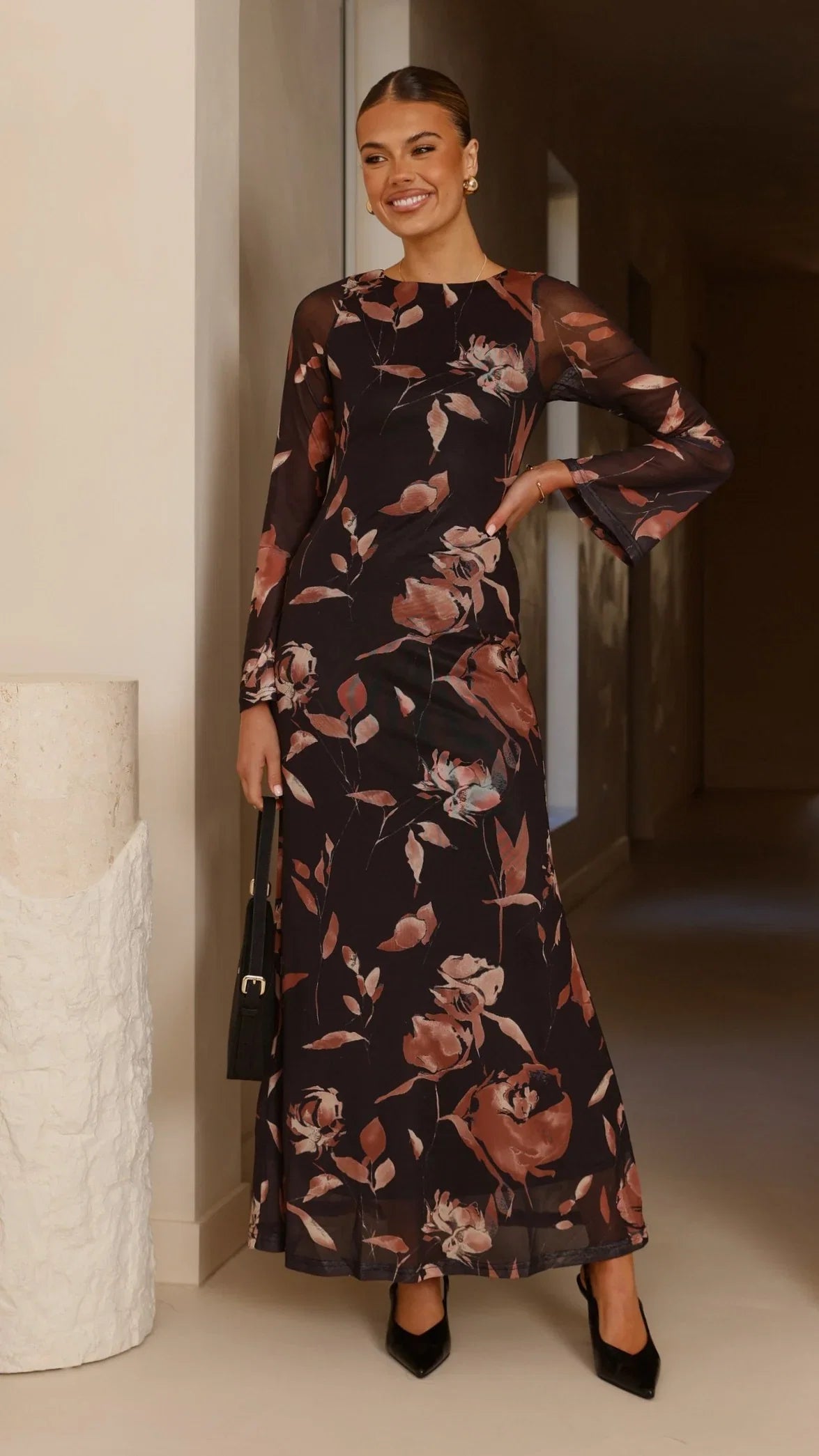Koah Long Sleeve Maxi Dress Flower Print