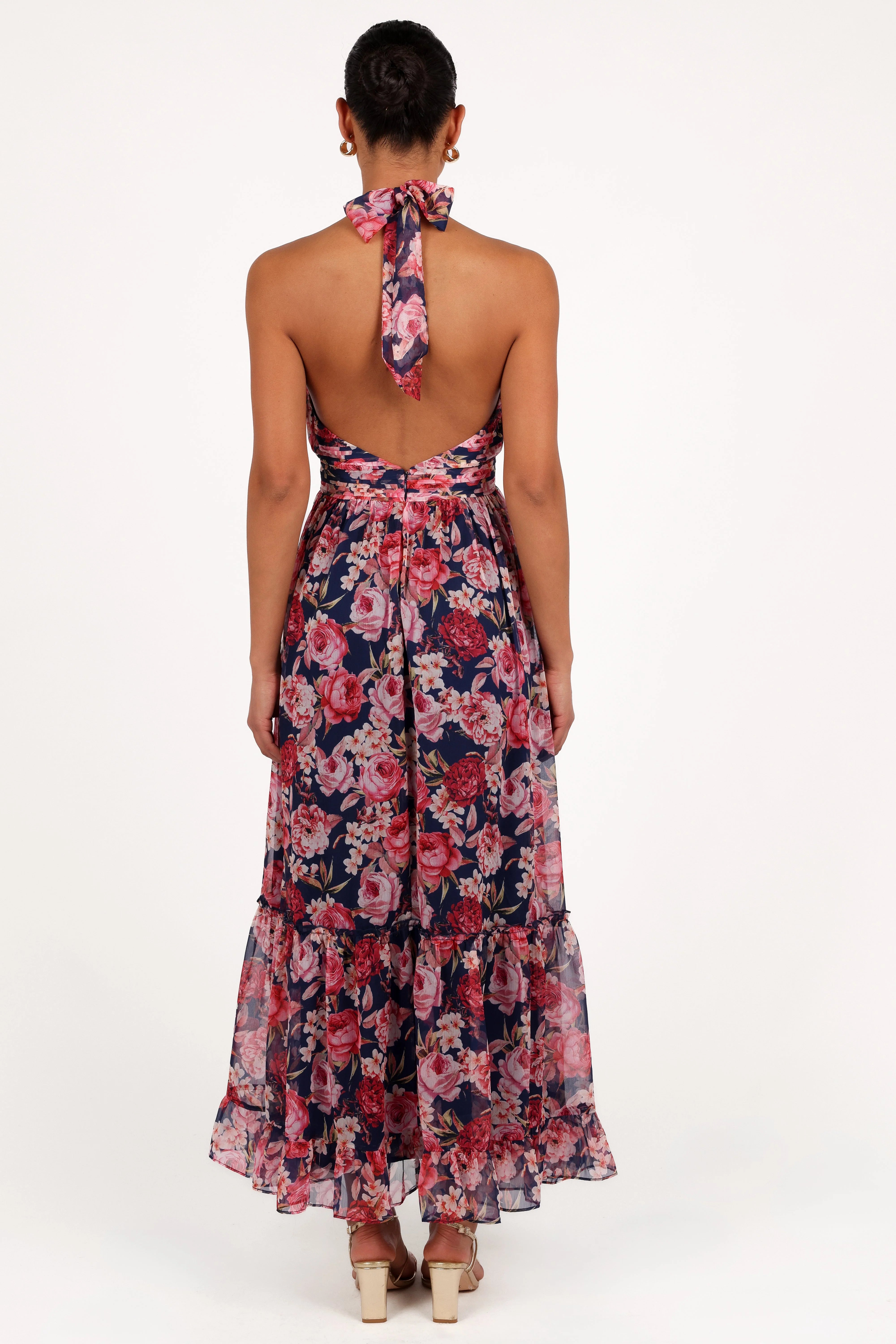 Lennon Halterneck Maxi Dress Navy Floral