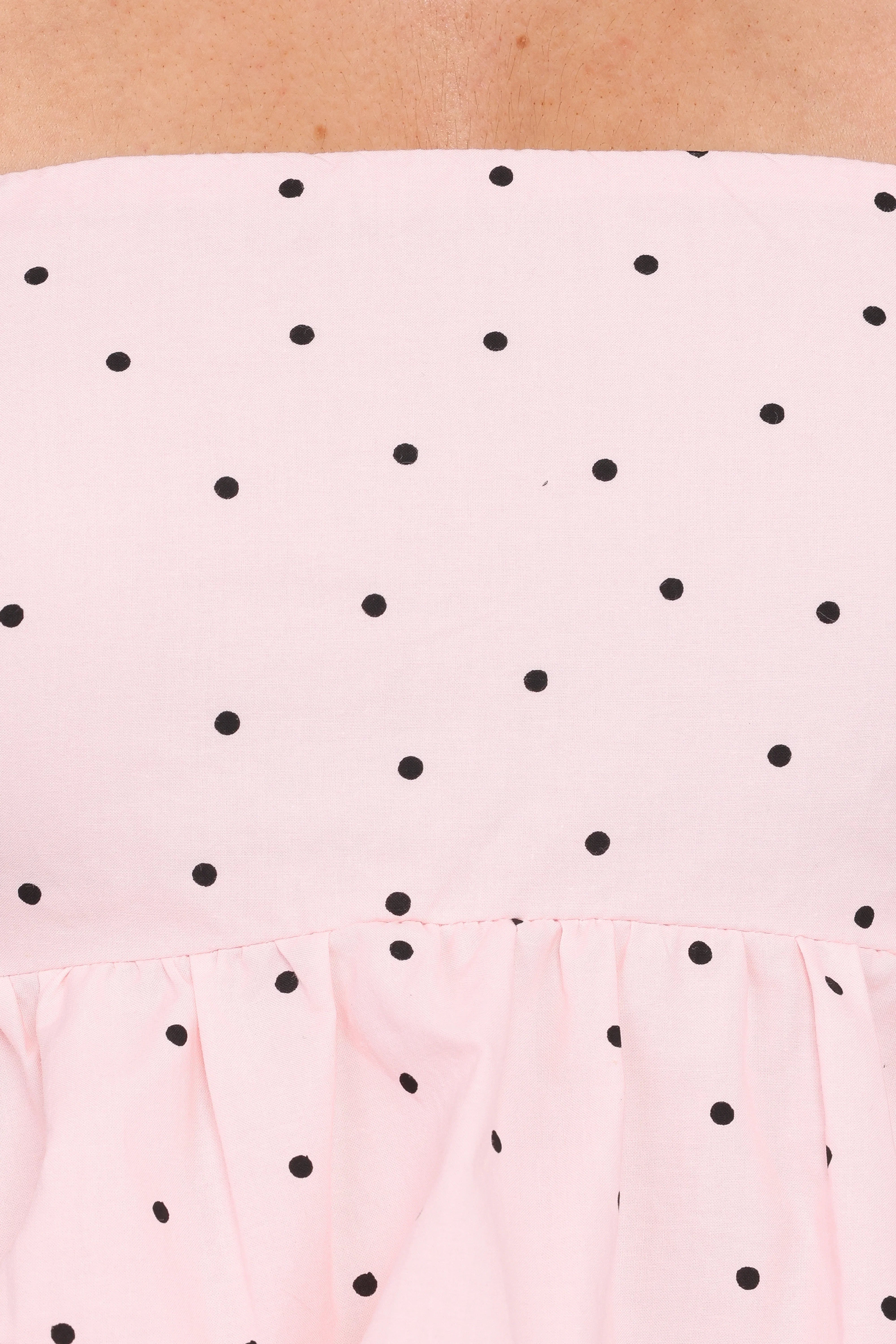 Yvanna Bubble Hem Top Pink Dot