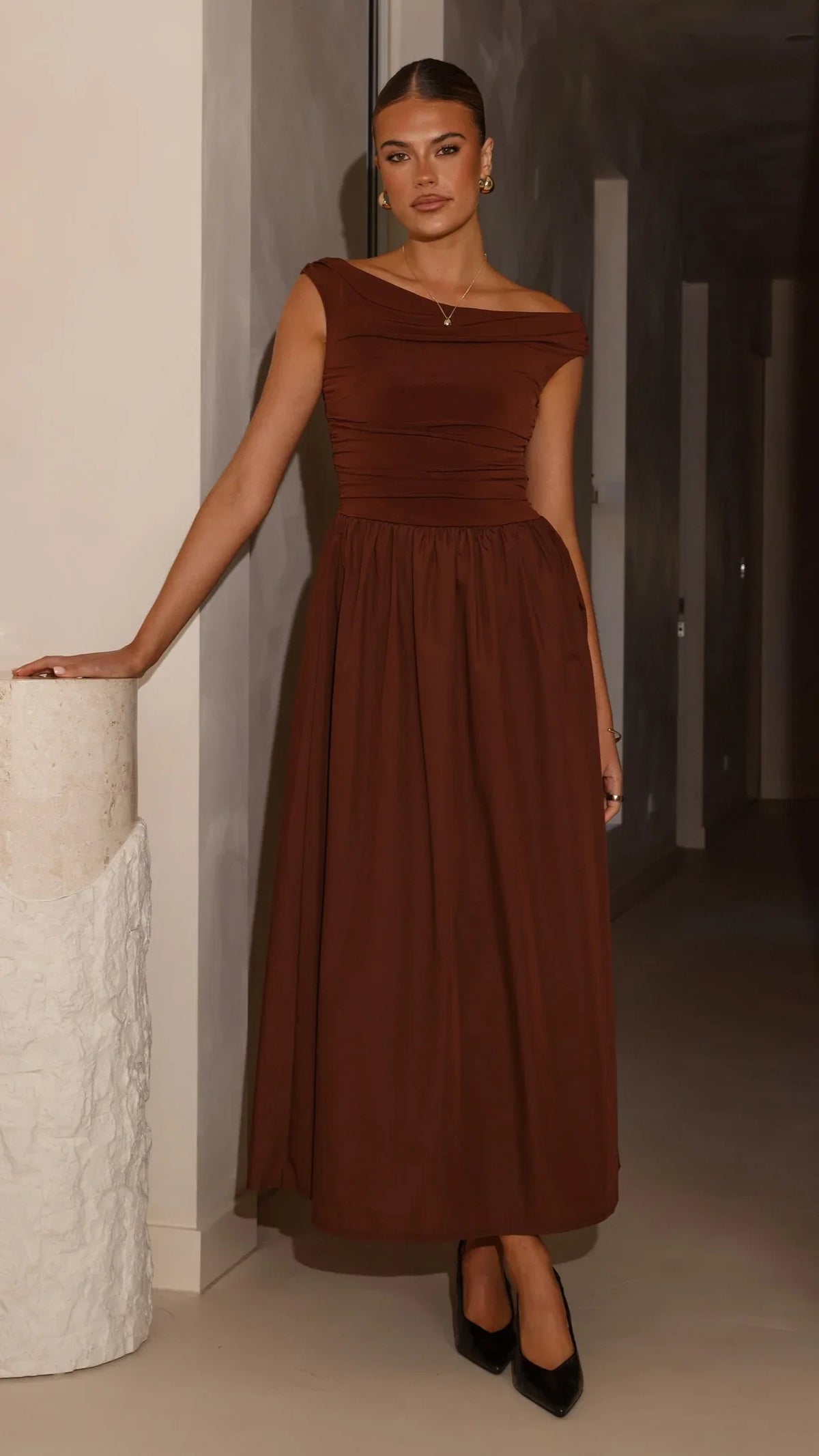 Immy Midi Dress Brown