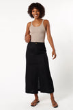 Finley Linen Midi Skirt Black