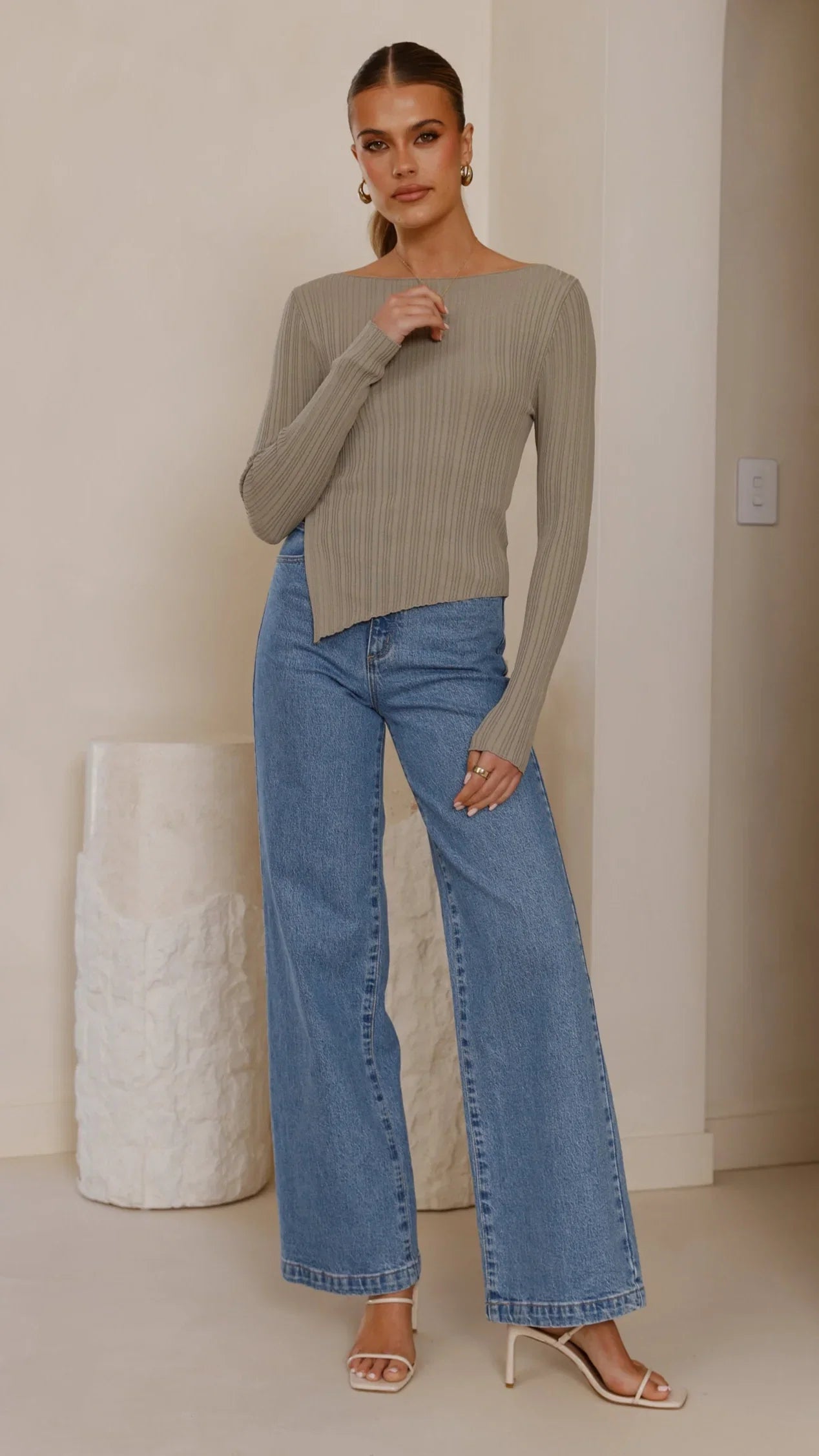 Isla Long Sleeve Top Khaki