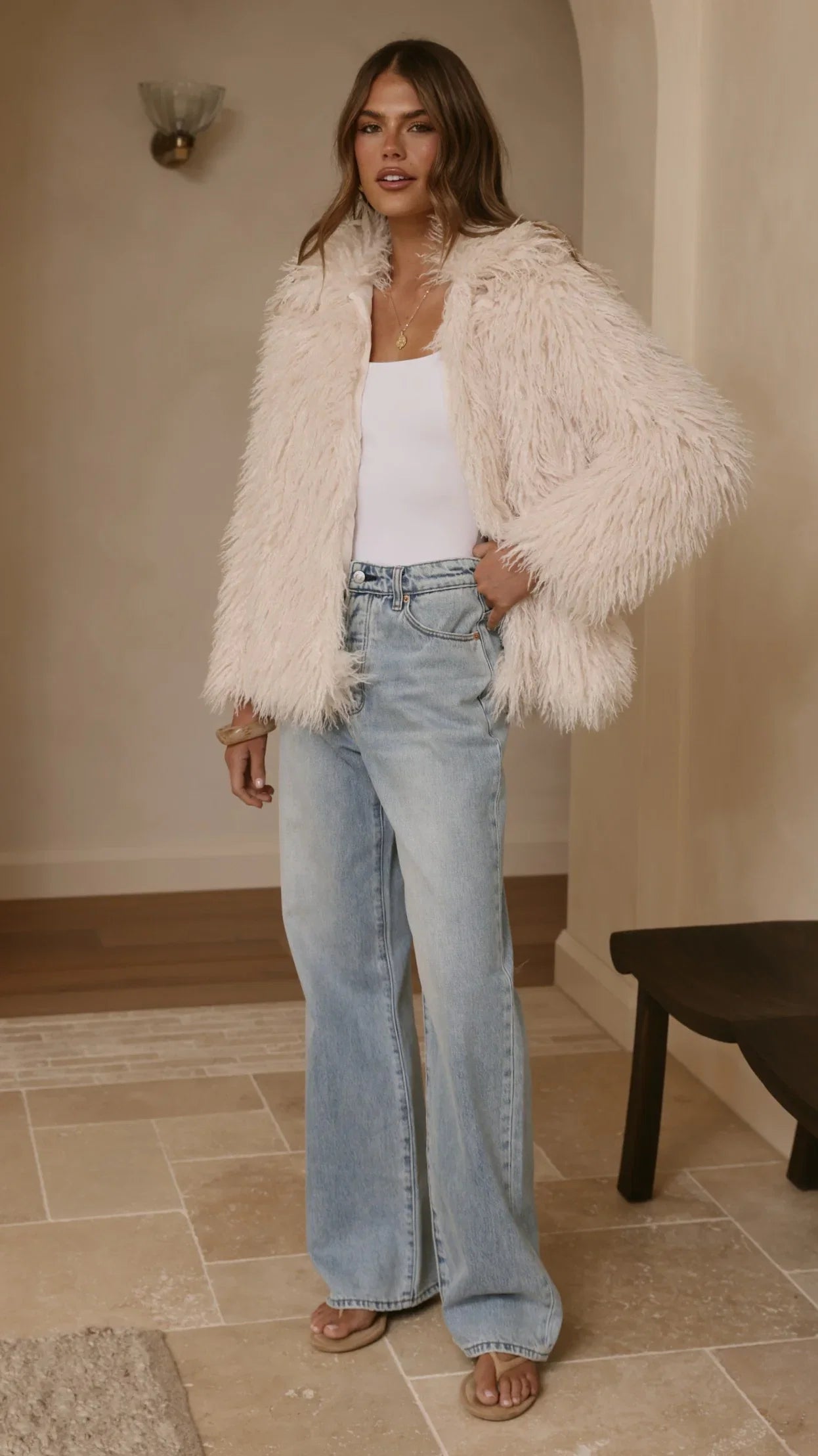 Chantelle Fur Jacket Cream