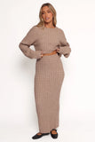 Reid Cable Knit Skirt Set Taupe