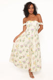 Larni Off Shoulder Midi Dress Lavender Multi
