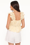 Regina Eyelet Ruffle Top Butter Yellow