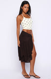 Just Keep Watching Midi Skirt Chocolate