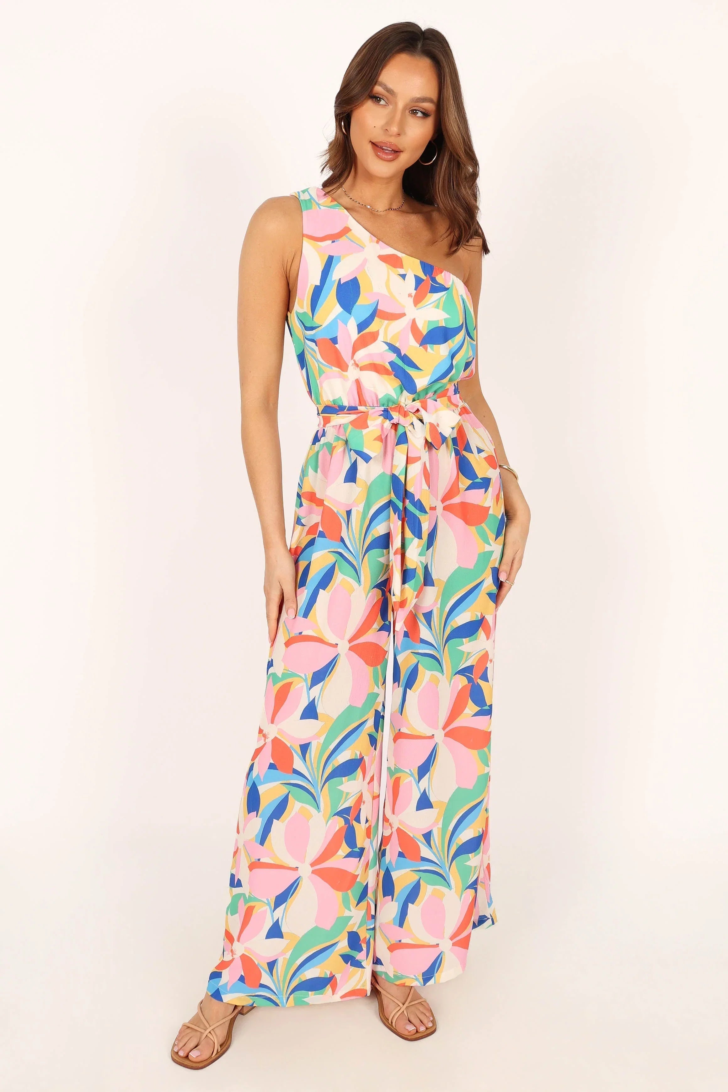 Belinda One Shoulder Jumpsuit Floral