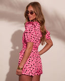 Honey Speckle Belted Cotton Polka Dot Romper