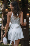 Odilia Tie Waist Romper White