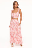 Tyler Drop Waist Maxi Skirt Rose Pink Floral