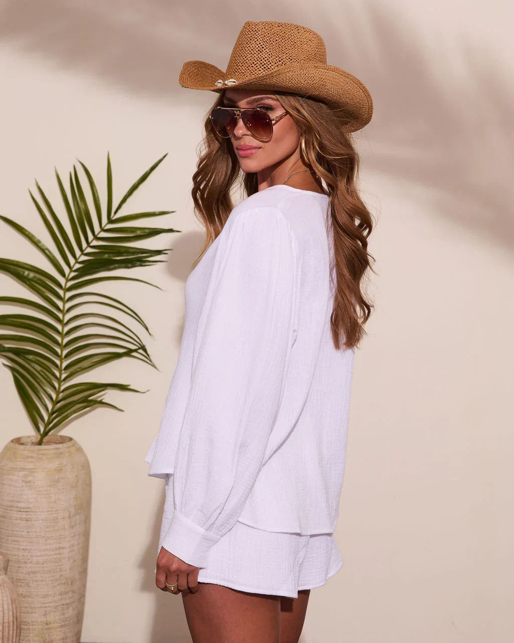 Fiji Cotton Gauze Button Down Top