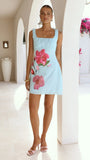 Adley Mini Dress Blue Pink Floral