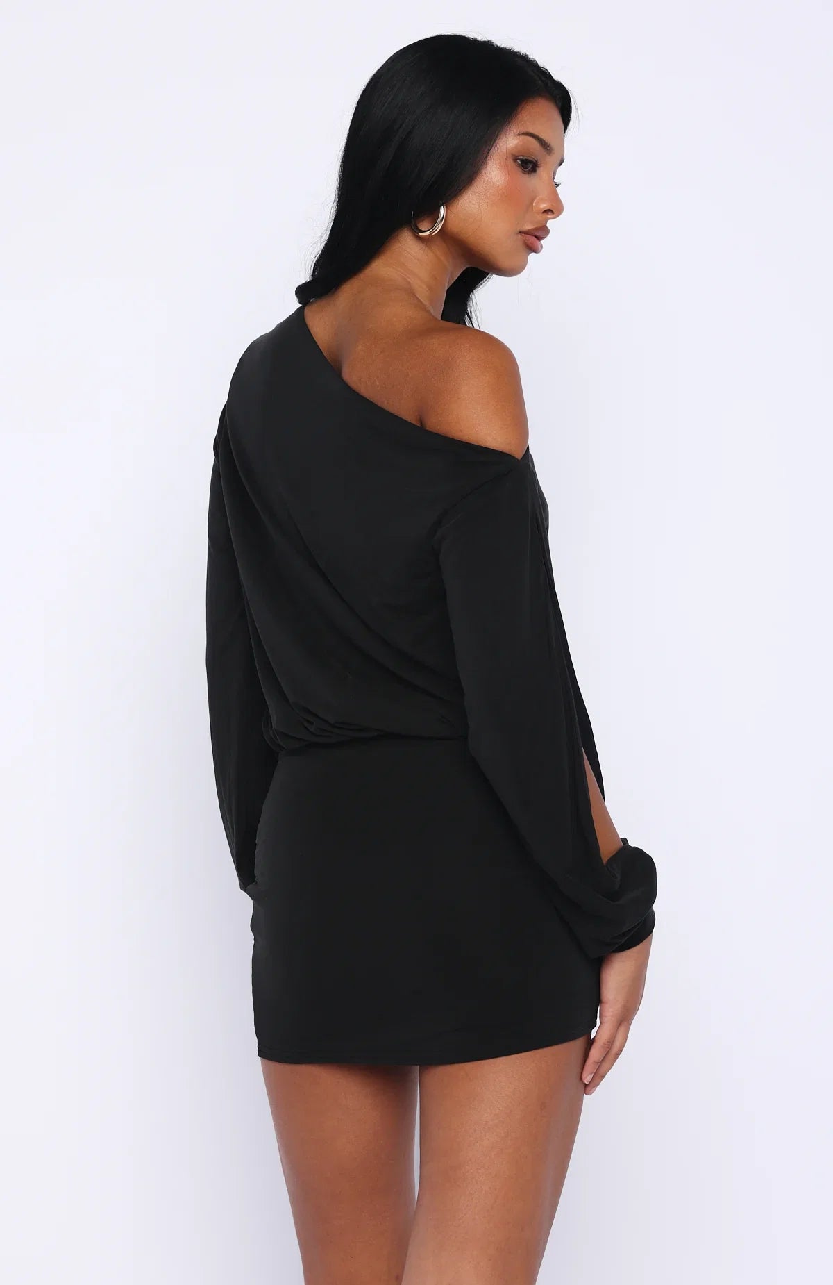 The Duchess Long Sleeve Mini Dress Black
