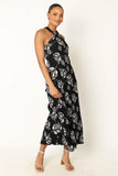 Melody Plisse Halter Maxi Dress Black Floral