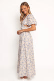 Jemima Puff Shoulder Maxi Dress Blue Floral