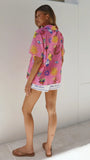 Dayana Tie Up Shirt and Shorts Set Greek Island Print