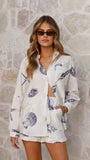 Candelaria Button Up Shirt and Shorts Set Shell Print