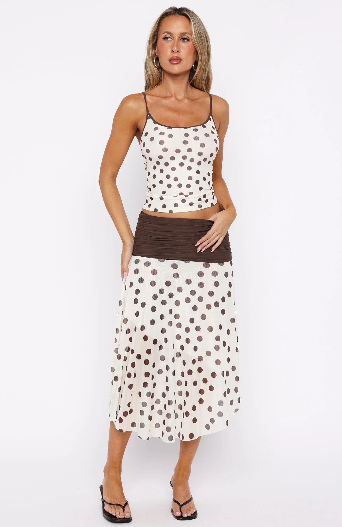 Angel Love Top Cream Choc Polka Dot