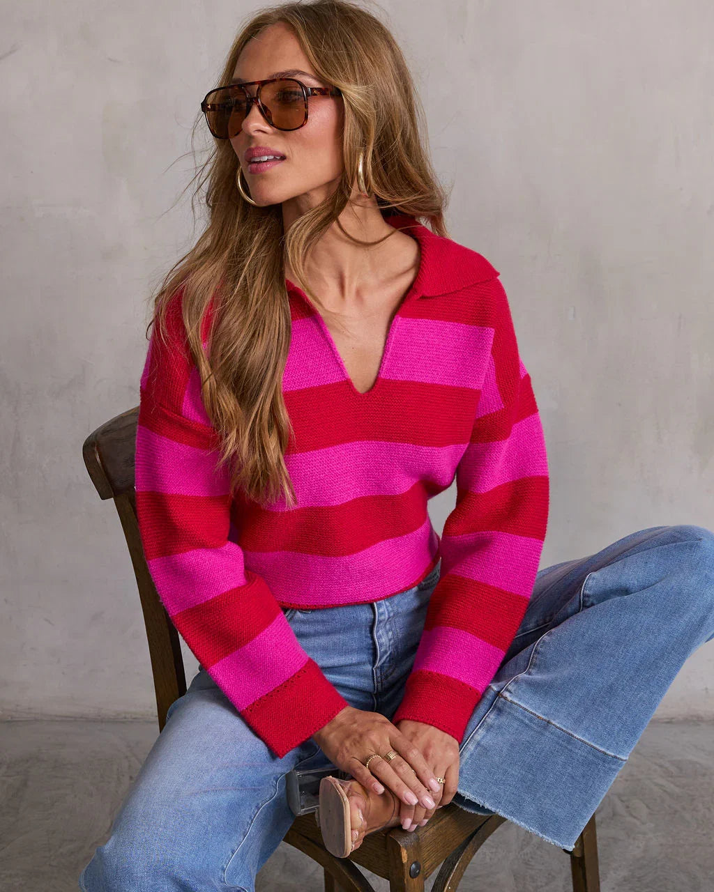 Violette Striped Collared Sweater