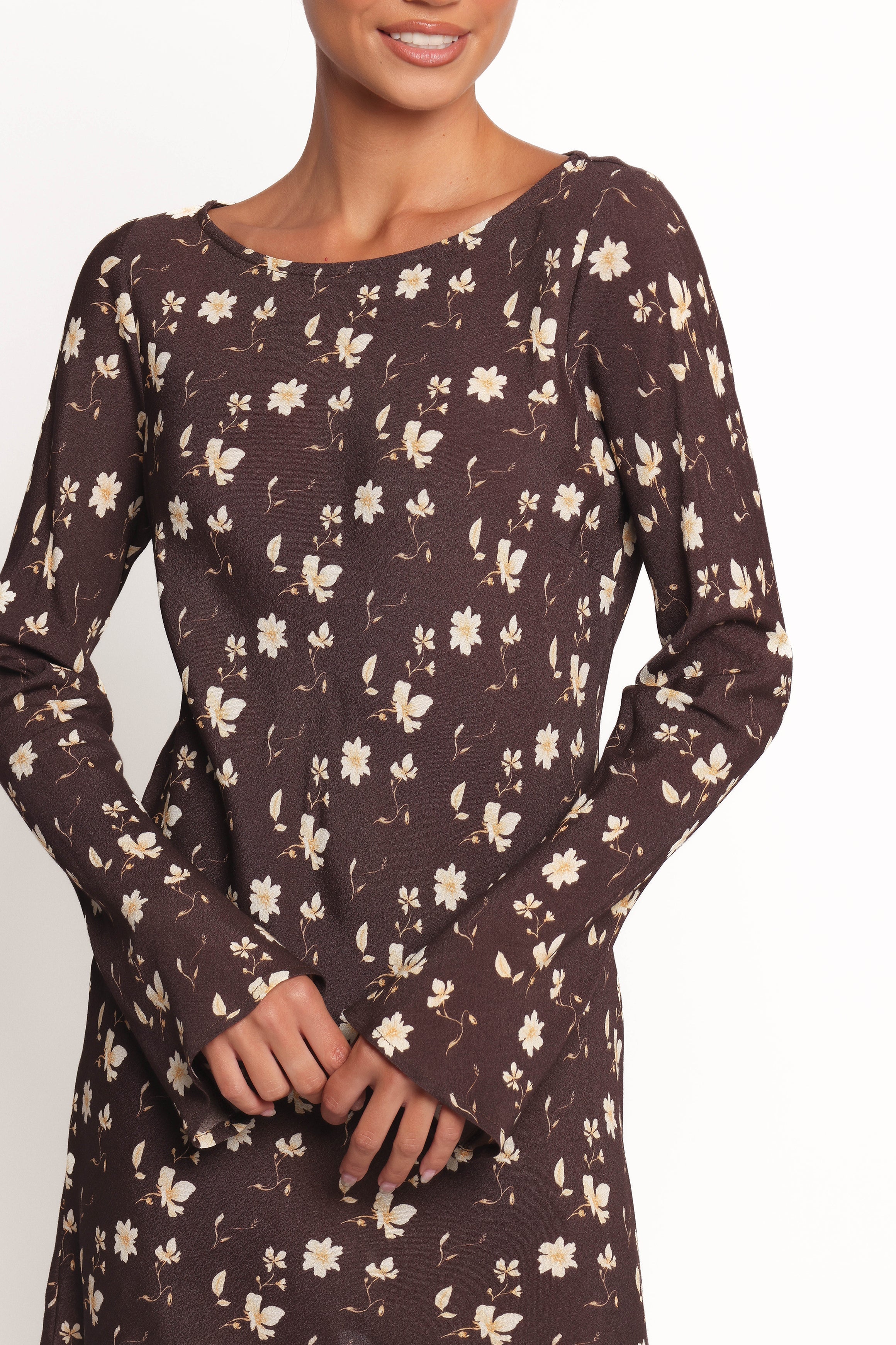 Amity Mini Dress Brown Floral