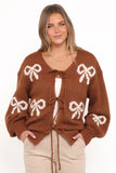 Vienna Bow Cardigan Camel