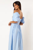 Solana Off Shoulder Midi Dress Blue
