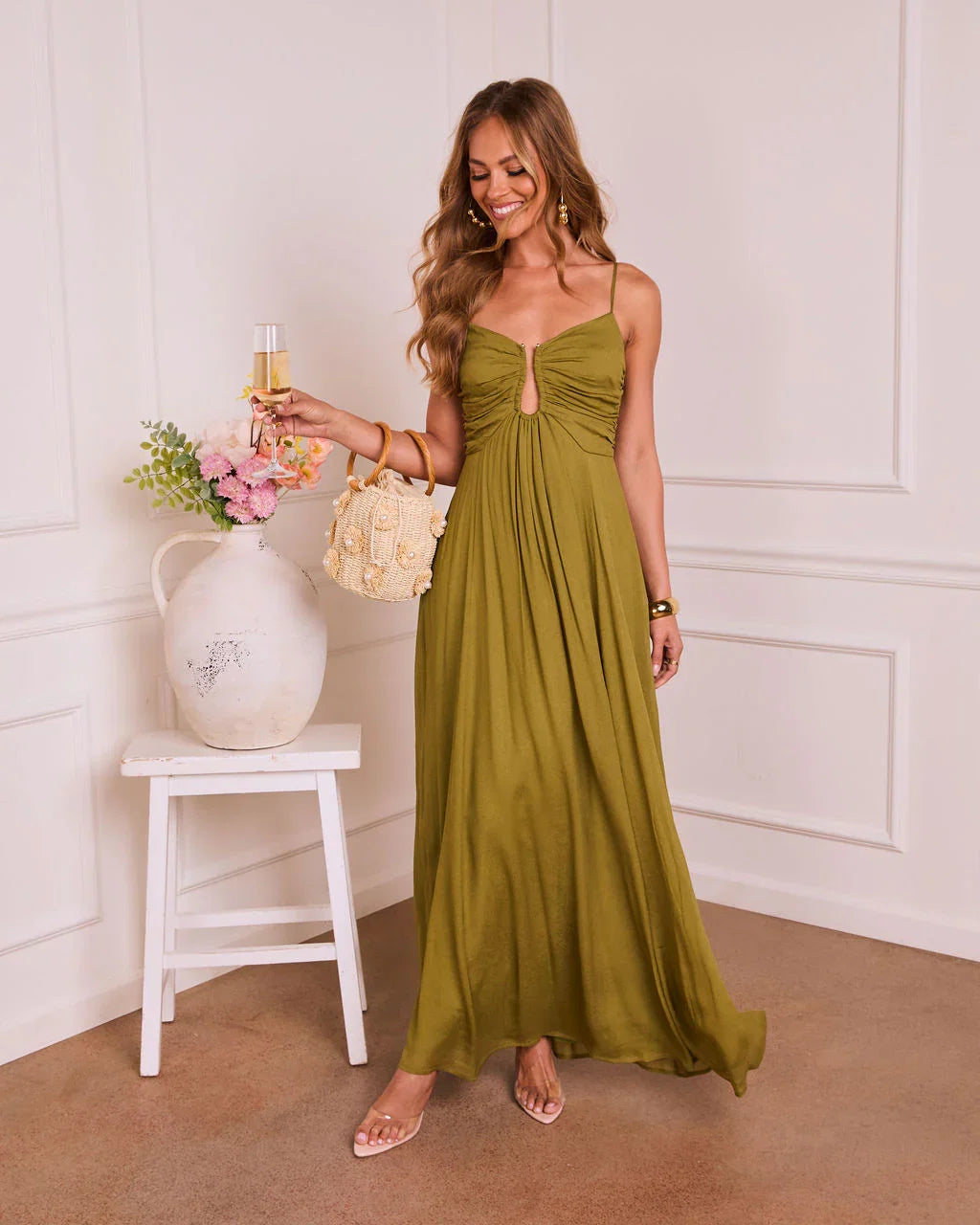 Emarah Cut Out Fit And Flare Midi Dress