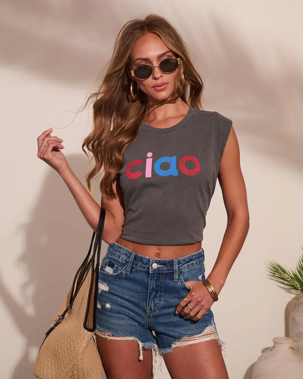 Ciao Babe Cotton Graphic Muscle Tee