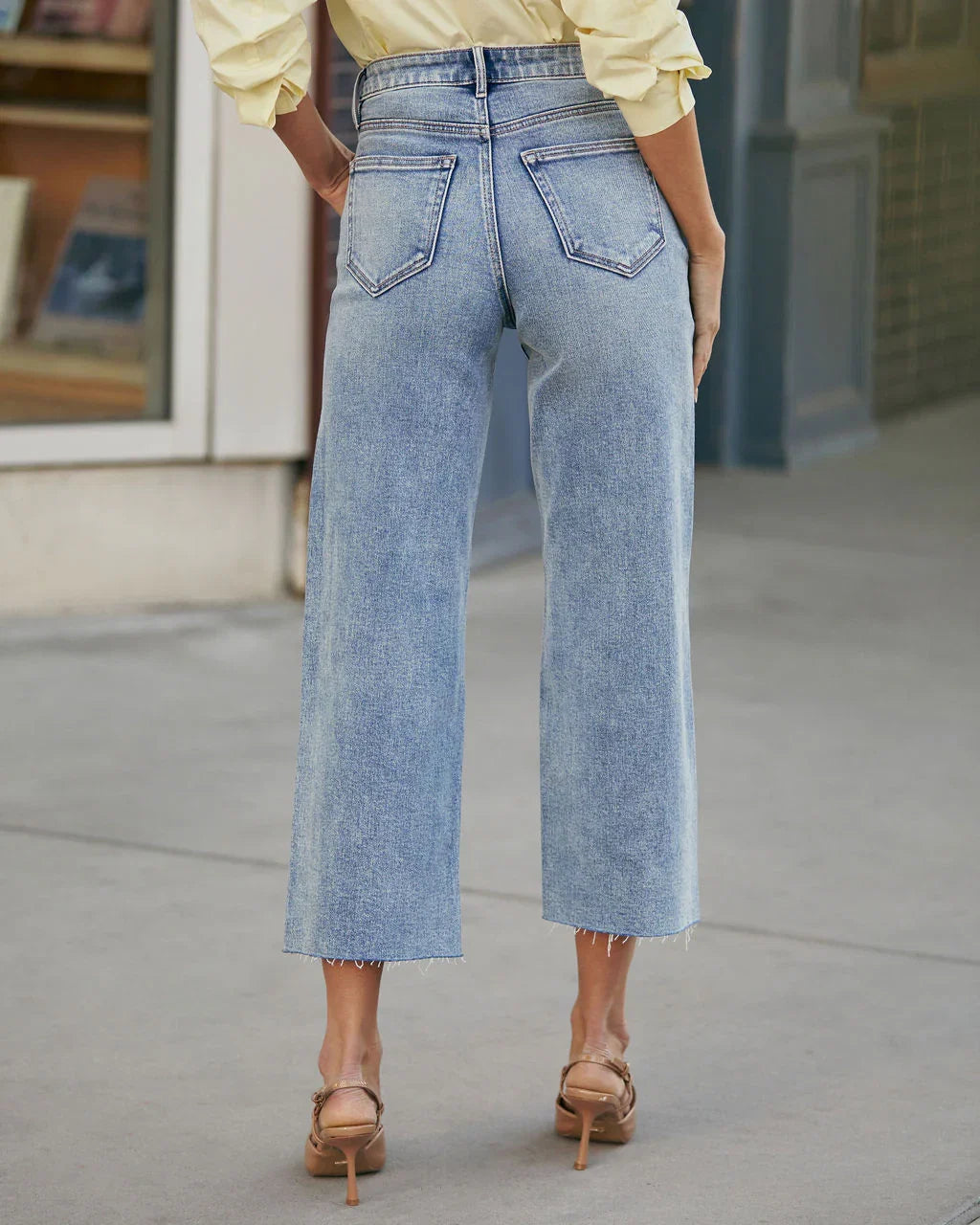 San Gabriel Super Stretch High Rise Cropped Wide Leg Jeans