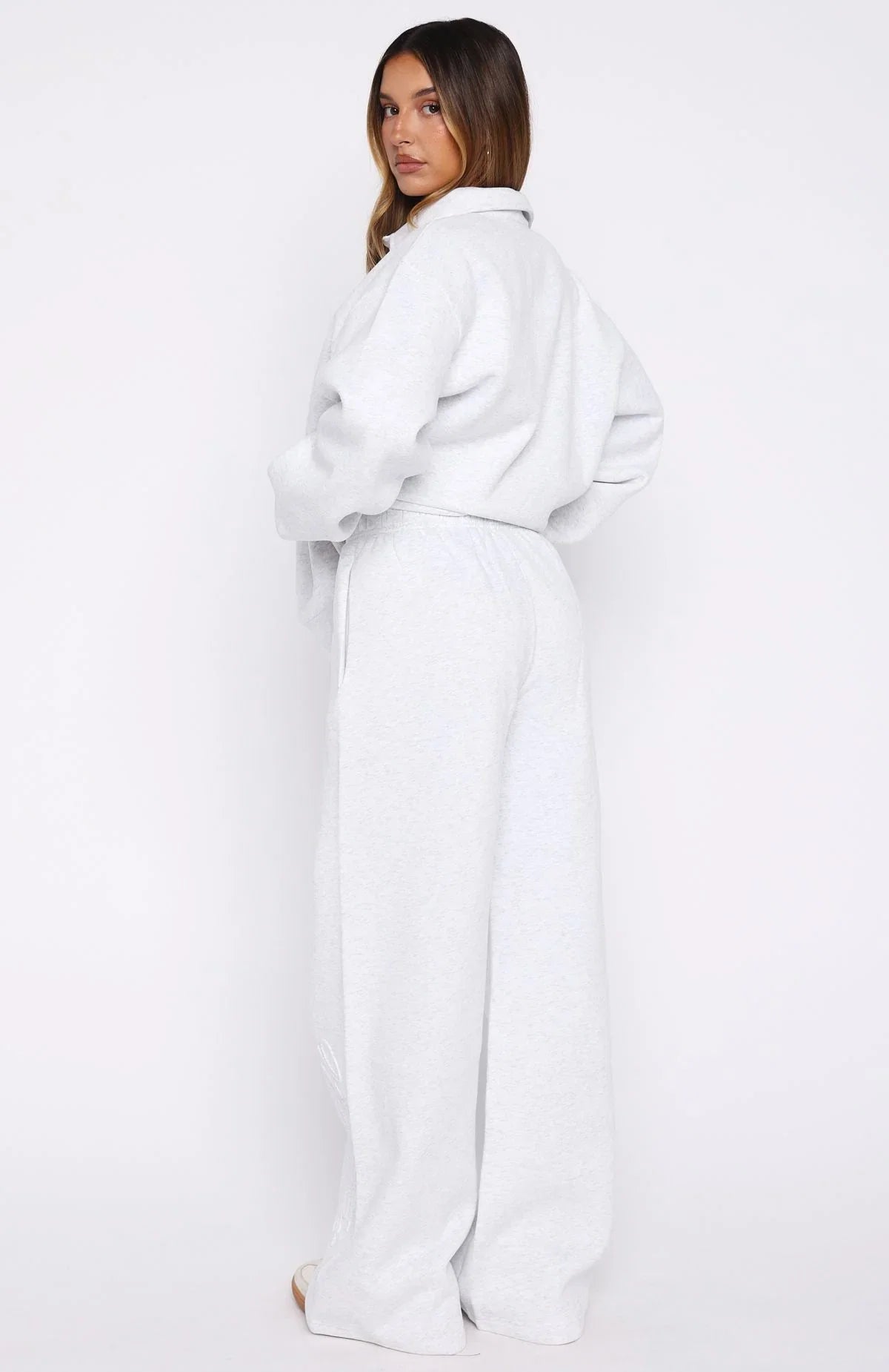 Chill Moves Wide Leg Sweatpants Grey Marle
