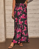 Light Feels Satin Butterfly Print Maxi Skirt
