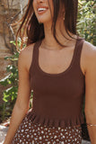 Berenice Ruffle Hem Knitted Top Brown