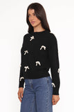 Voss Bow Knit Sweater Black