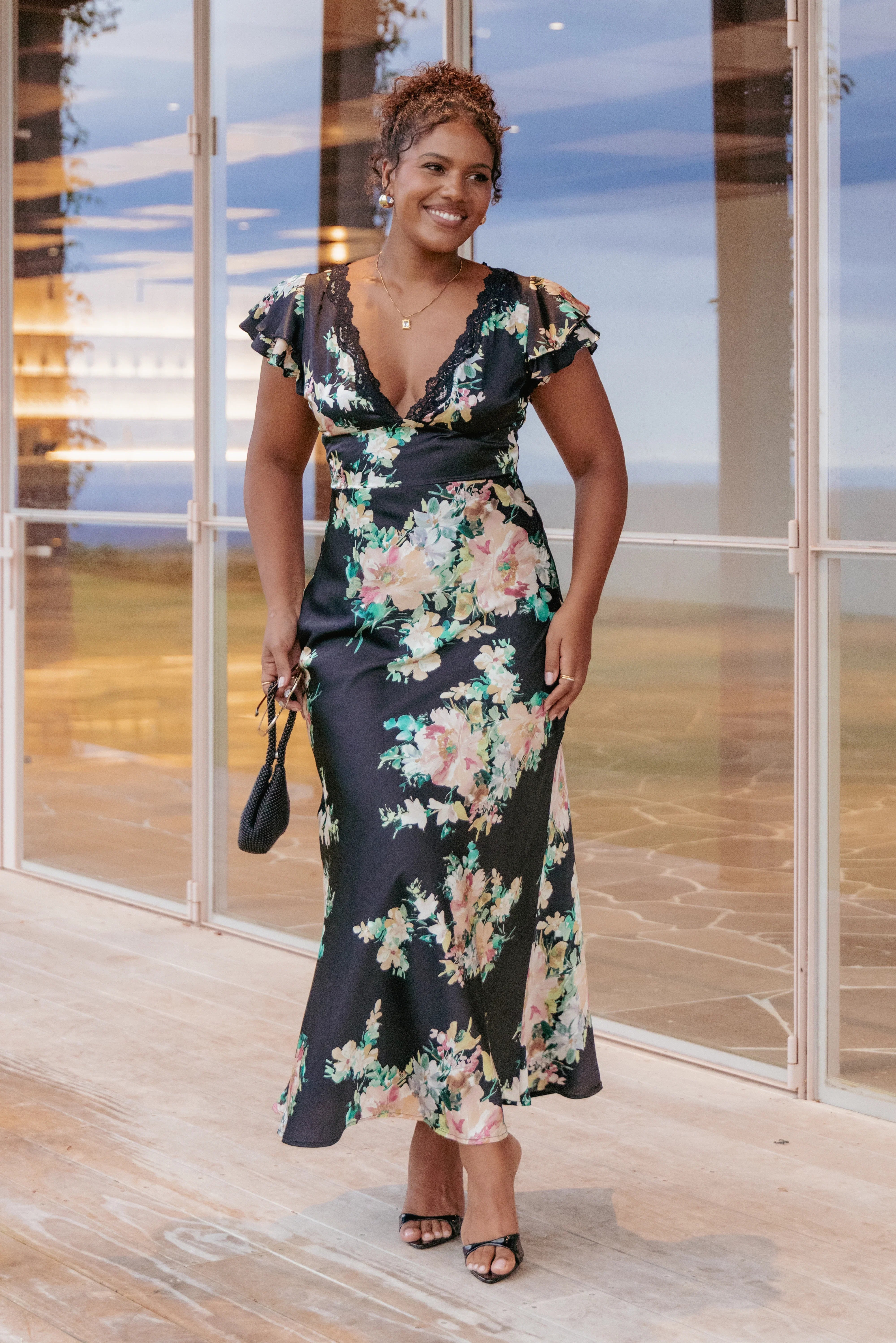 Arella Maxi Dress Black Floral