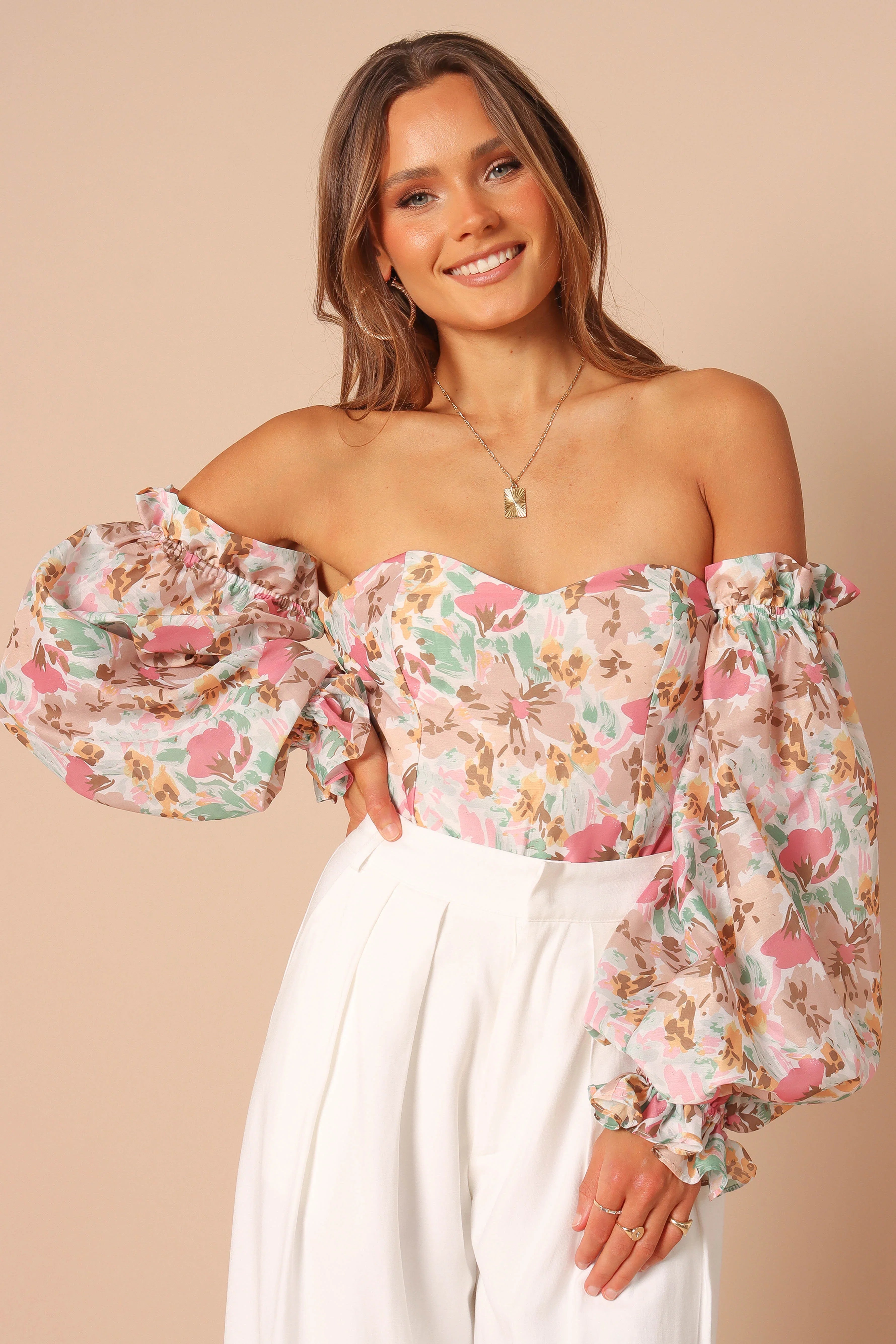 Acantha Bodysuit Beige Floral