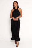 Melody Plisse Halter Maxi Dress Black