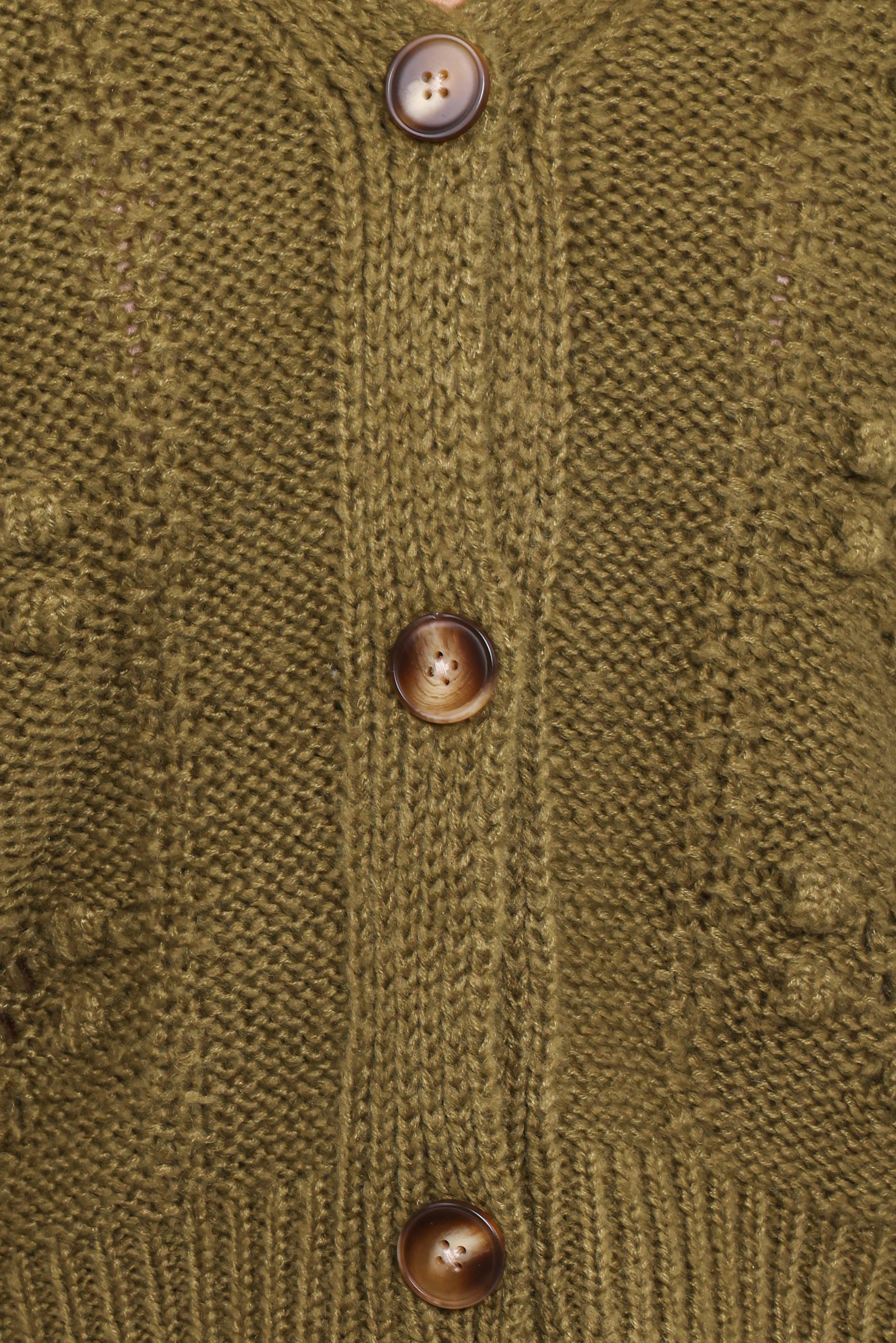 Melody Textured Button Up Cardigan Olive