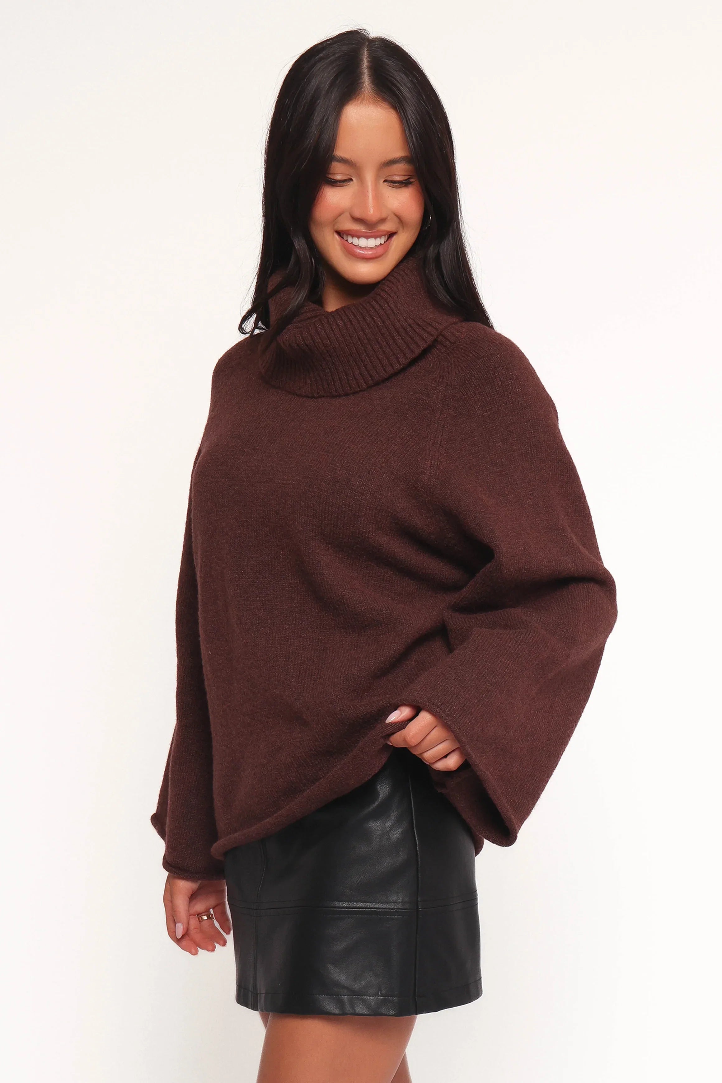 Bindy Cowlneck Knit Sweater Brown