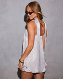 Midnight Chic Satin Shoulder Tie Romper