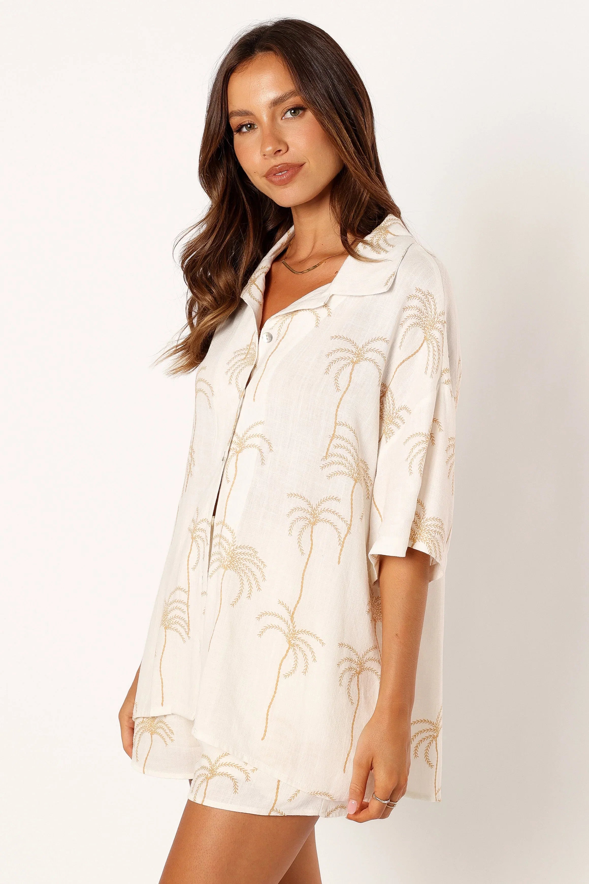 Amira Short Sleeve Shirt Palm Print
