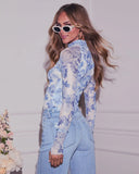 Just Bliss Mesh Mock Neck Top