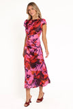 Lisbeth Midi Dress Magenta Floral