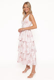 Natarsha Maxi Dress White Pink Floral