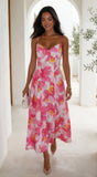 Lunaya Floral Midi Dress Pink Multi