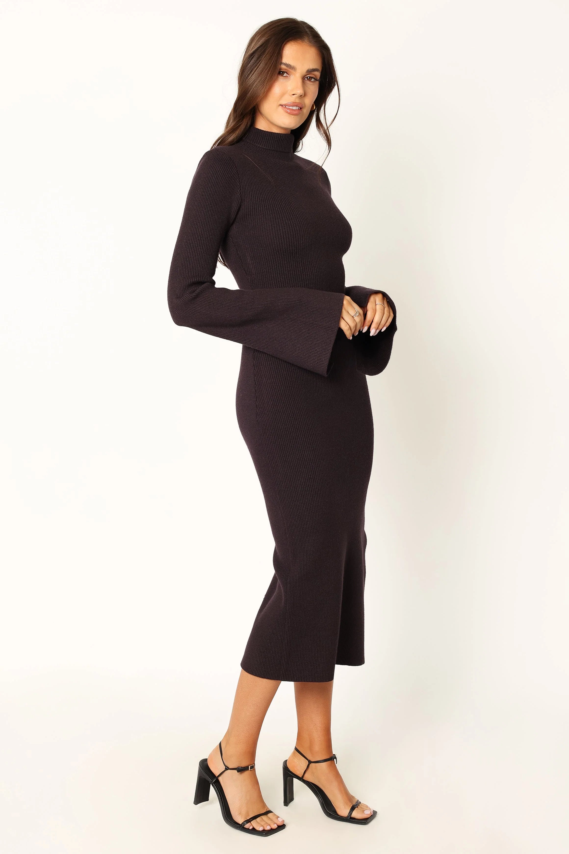 Astor Long Sleeve Midi Dress Plum