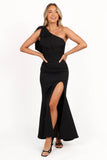 Charmed One Shoulder Midi Dress Black